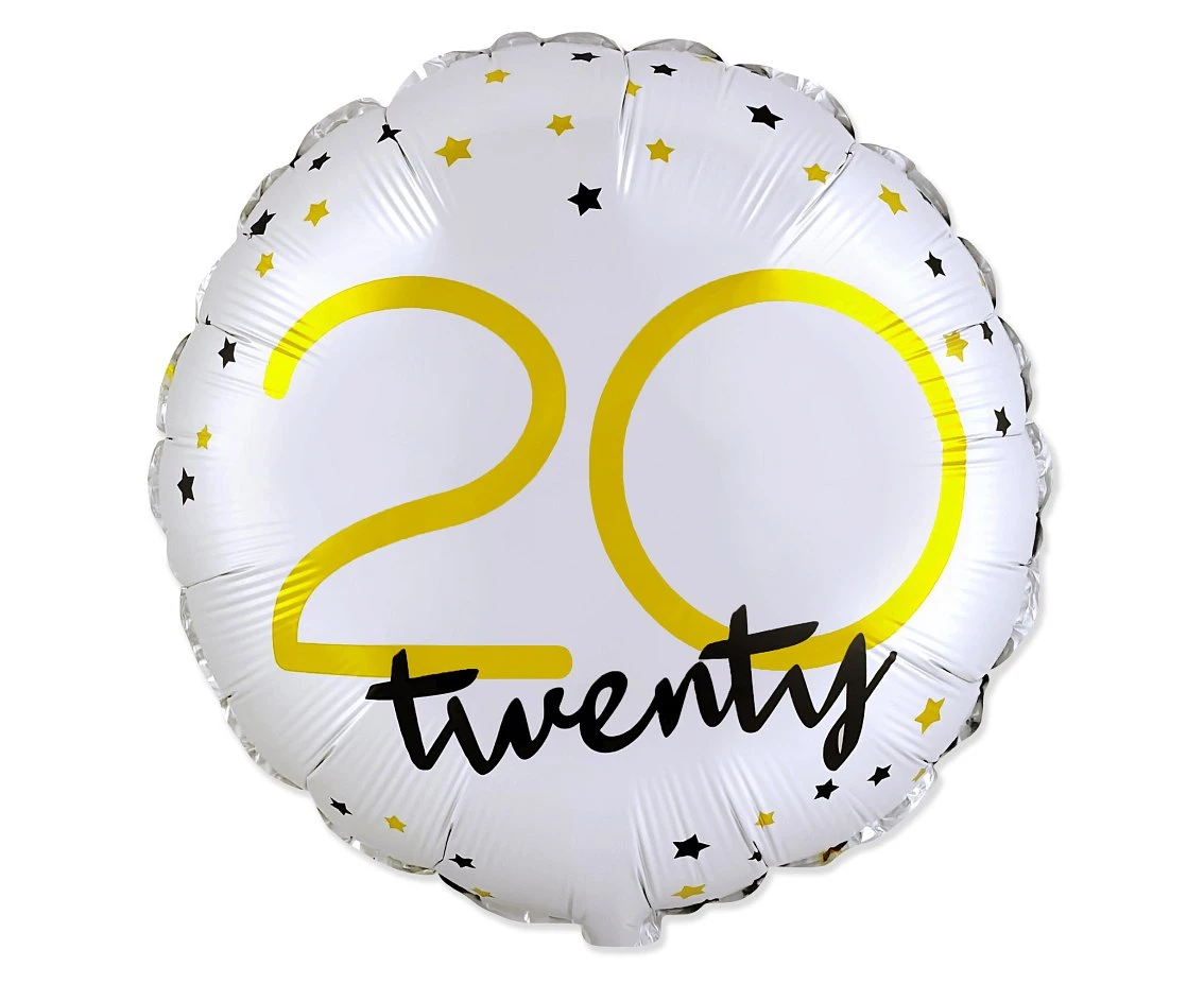 Foil balloon 18" FX - Happy Birthday 20 (round), packed
